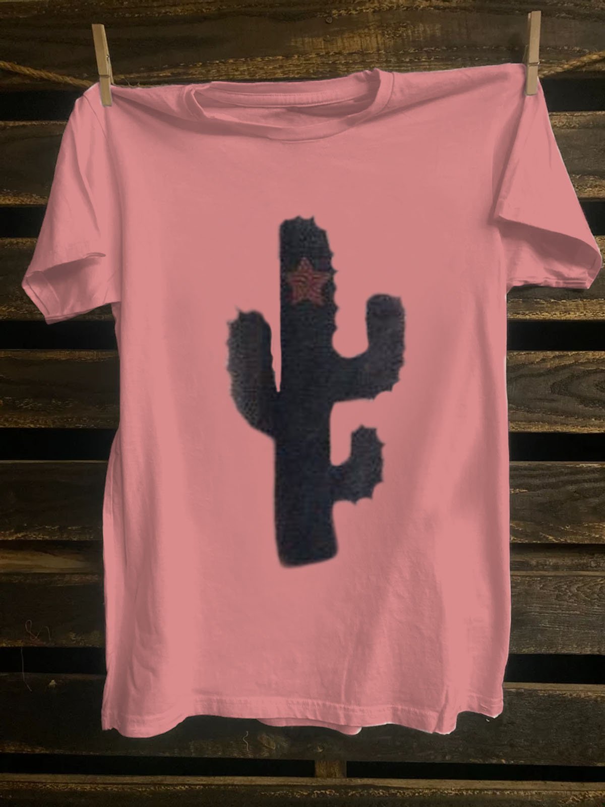 Cactus Printed Cotton Casual  T-Shirt