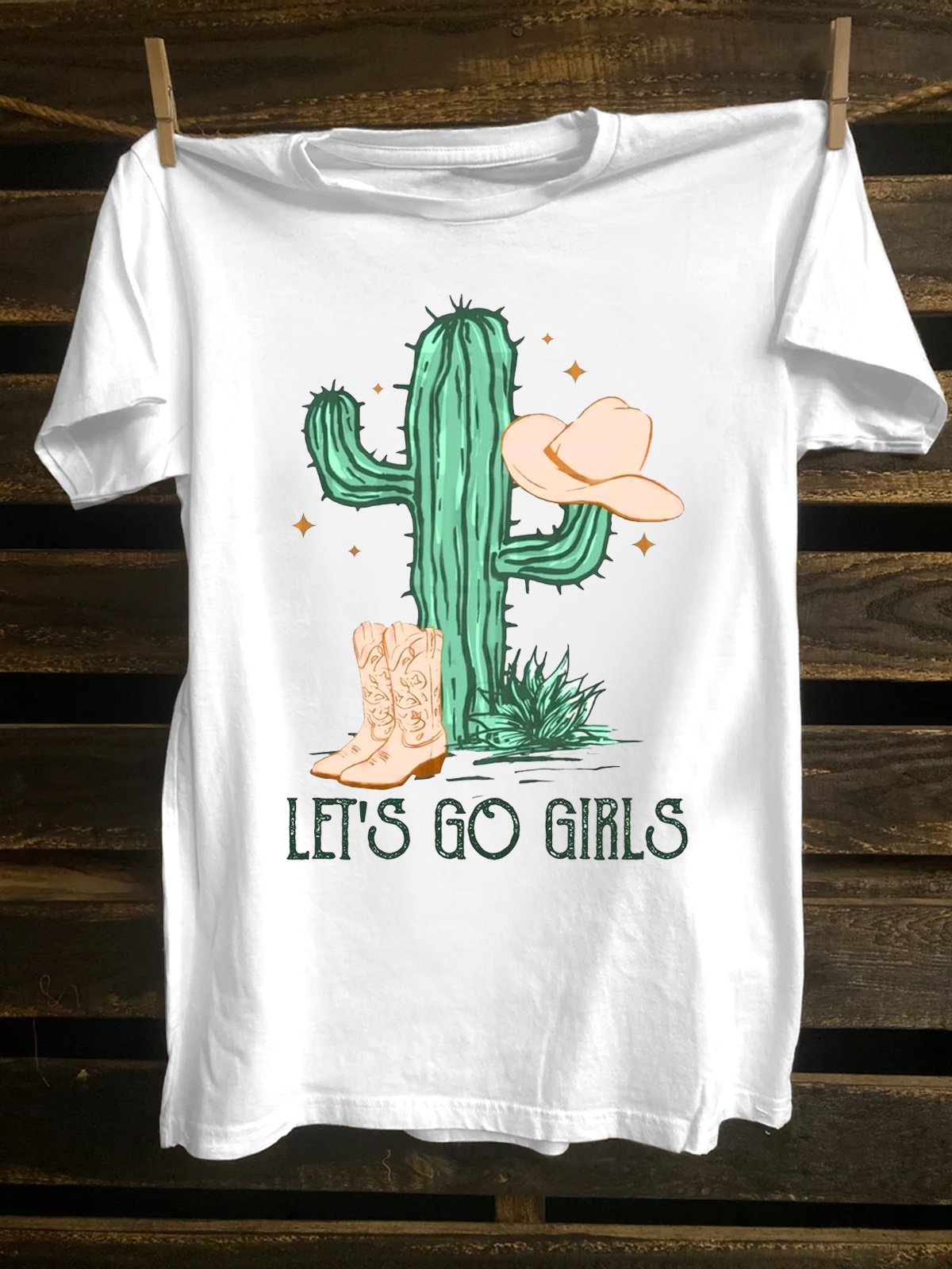 Cactus Cotton Loose Western Style T-Shirt