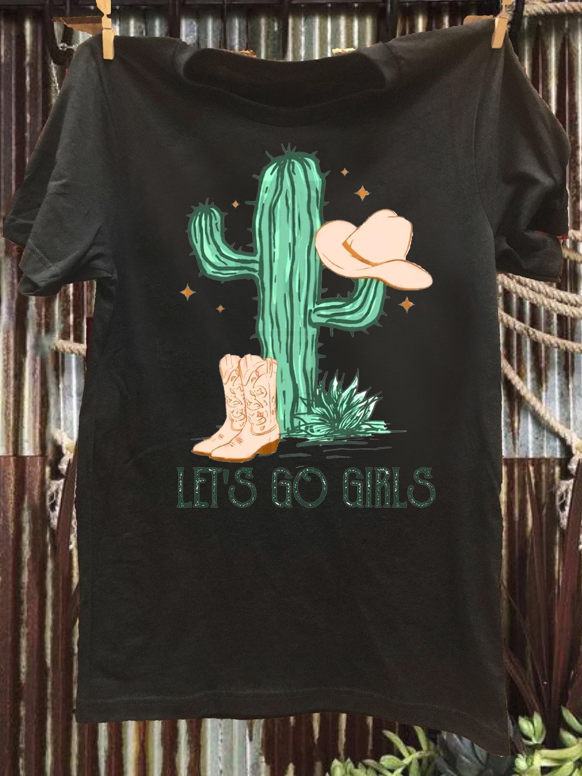 Cactus Cotton Loose Western Style T-Shirt