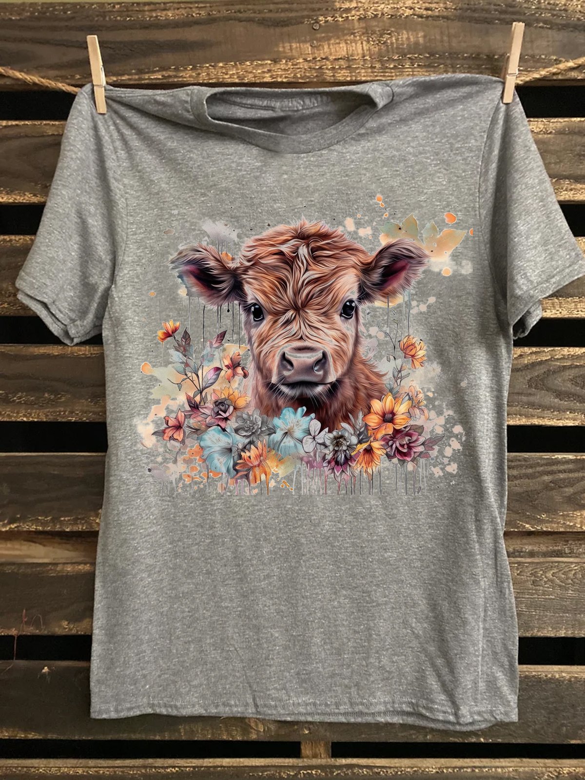 Cotton Western Style Crew Neck T-Shirt