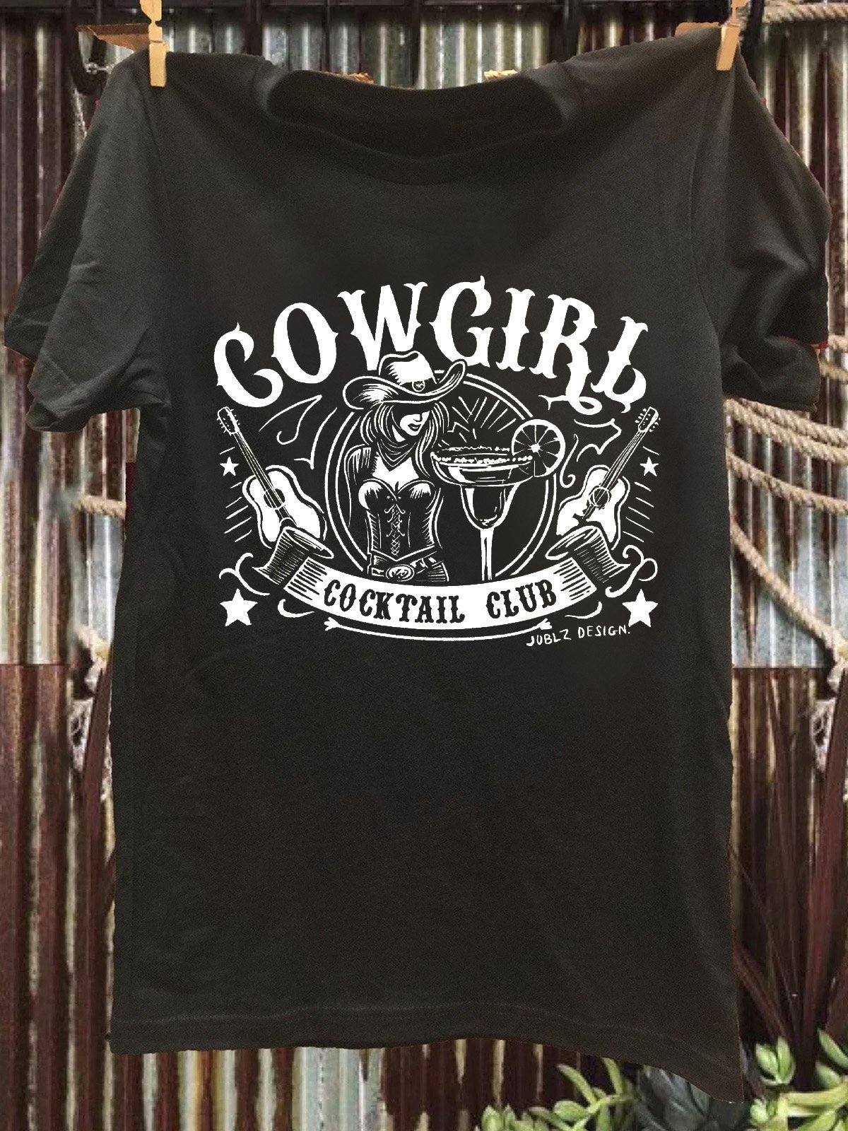 Cotton-Blend Cowgirl Cocktail Crew Neck Western Style T-Shirt