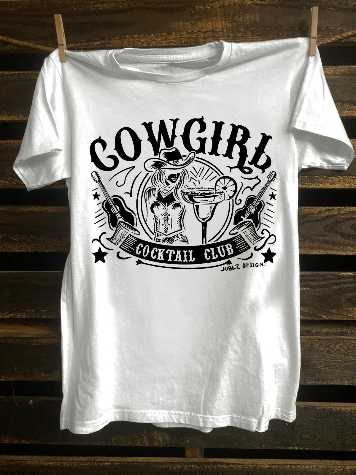 Cotton-Blend Cowgirl Cocktail Crew Neck Western Style T-Shirt