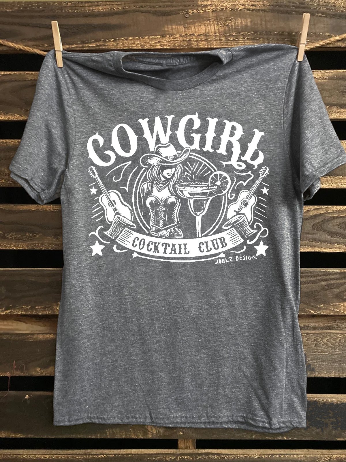 Cotton-Blend Cowgirl Cocktail Crew Neck Western Style T-Shirt