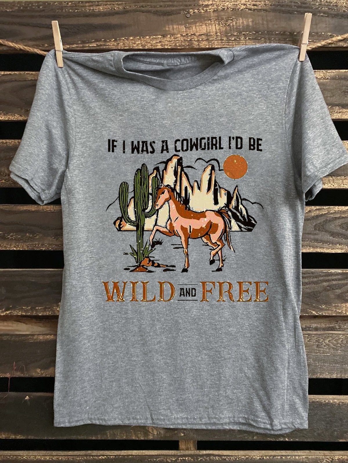 Western Style Cotton Loose Horse T-Shirt