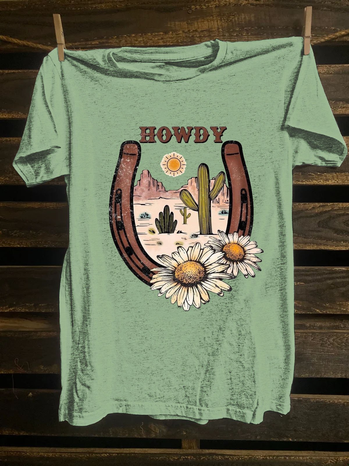 Western Style Cotton-Blend Sun T-Shirt