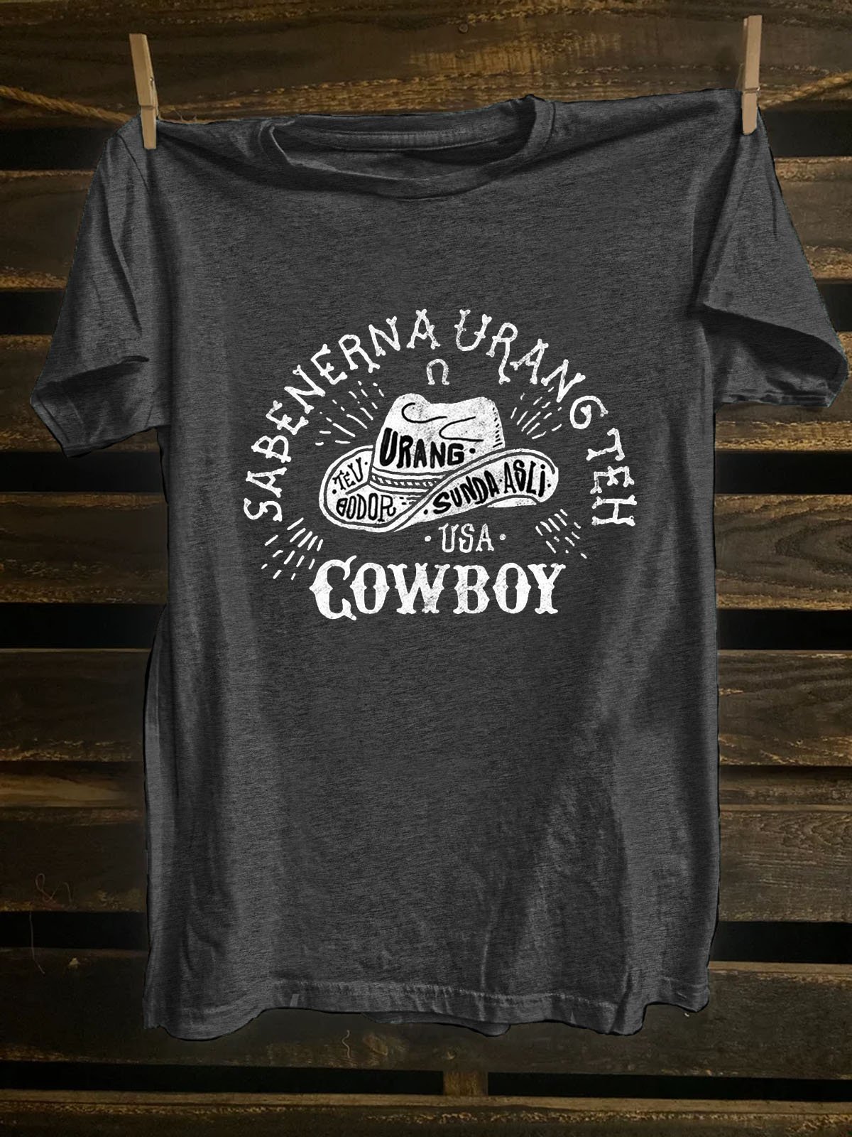 Crew Neck Loose Text Letters Western Style T-Shirt