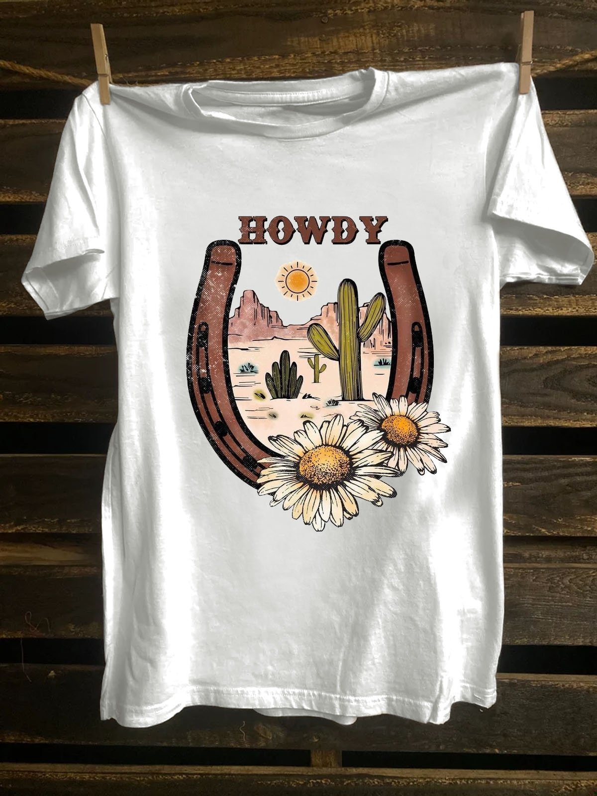 Western Style Cotton-Blend Sun T-Shirt