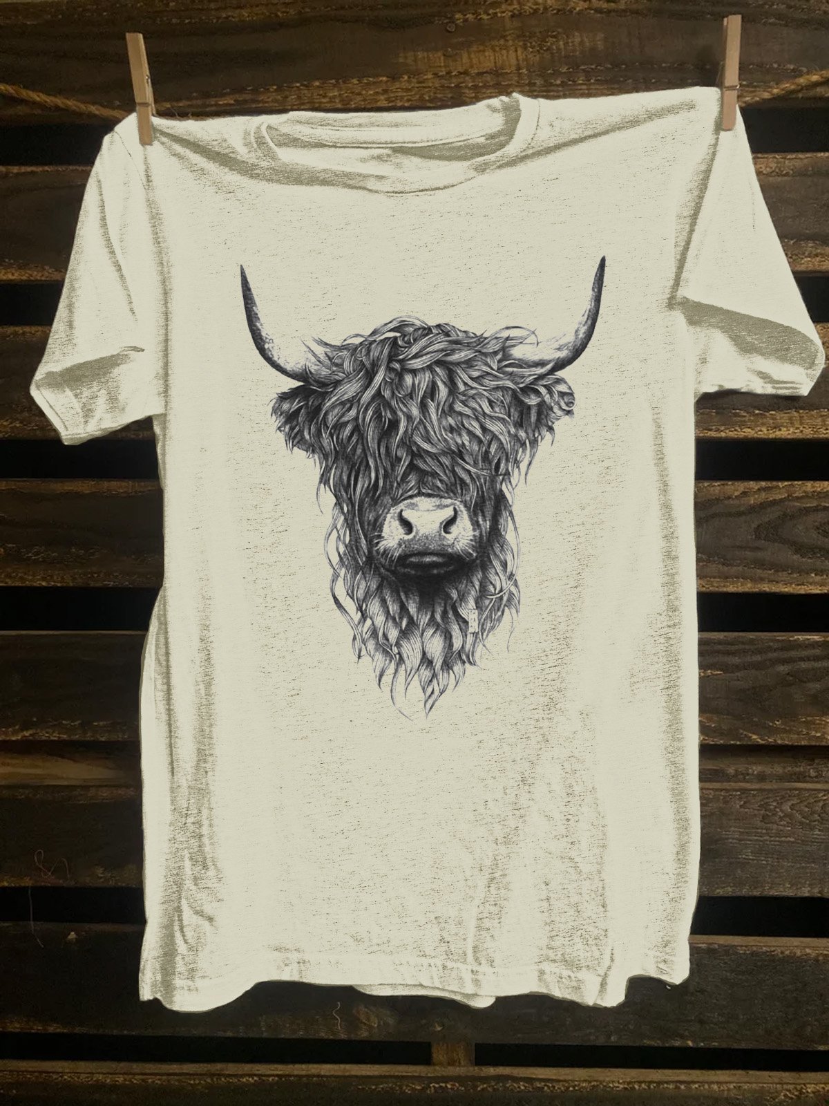 Cattle Cotton-Blend Western Style Crew Neck T-Shirt