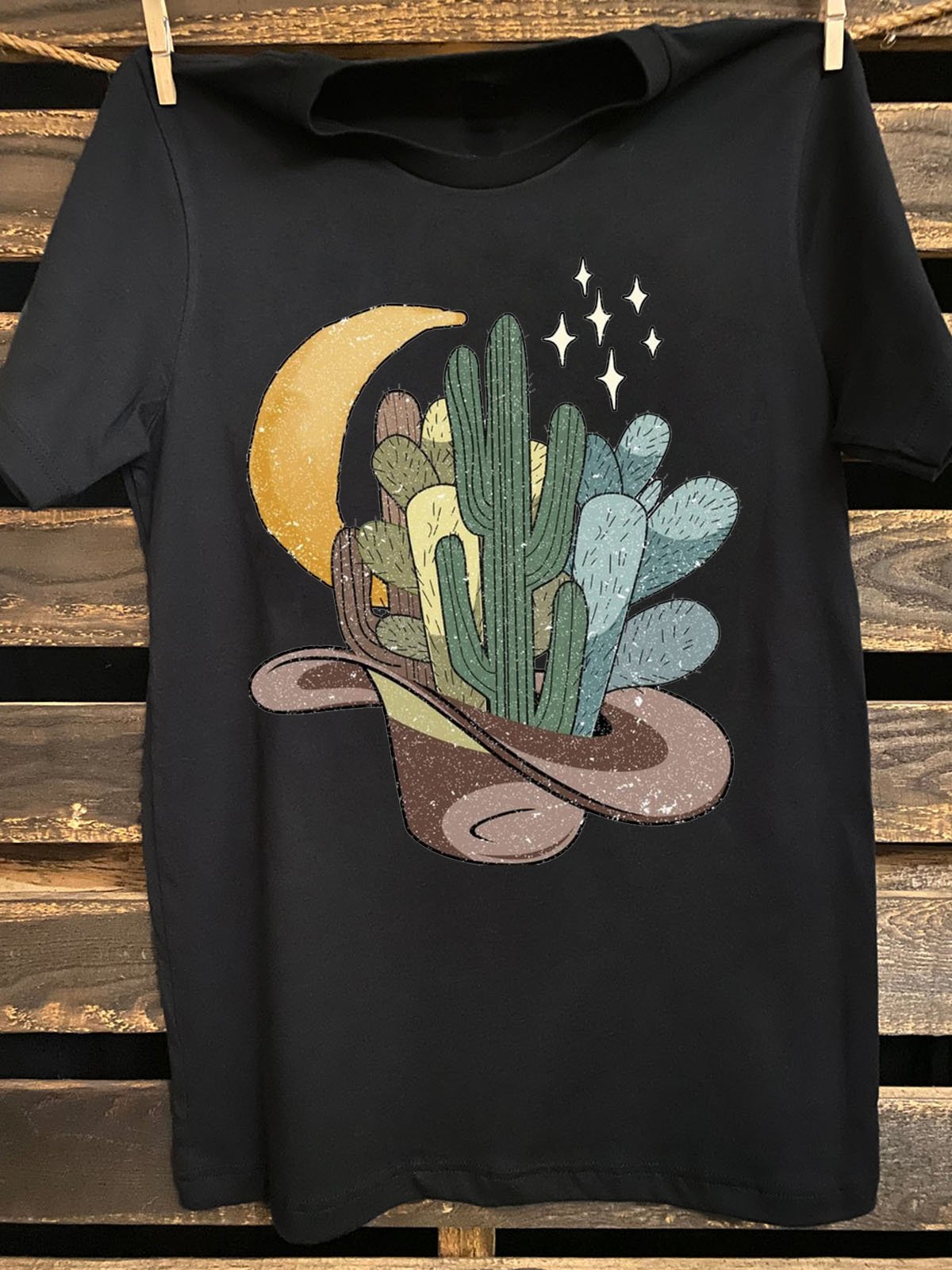 Cactus Printed Western Style T-Shirt