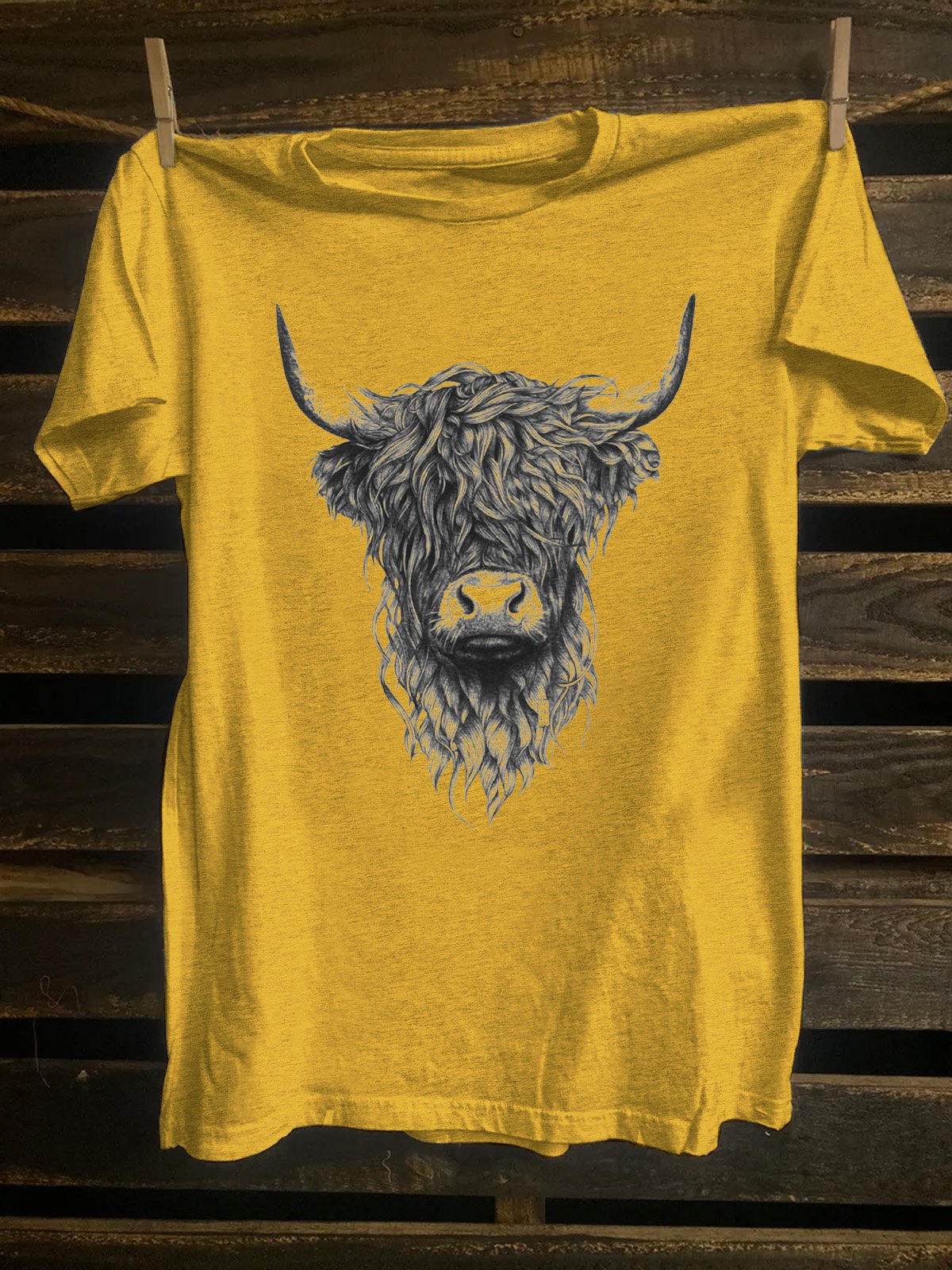 Cattle Cotton-Blend Western Style Crew Neck T-Shirt