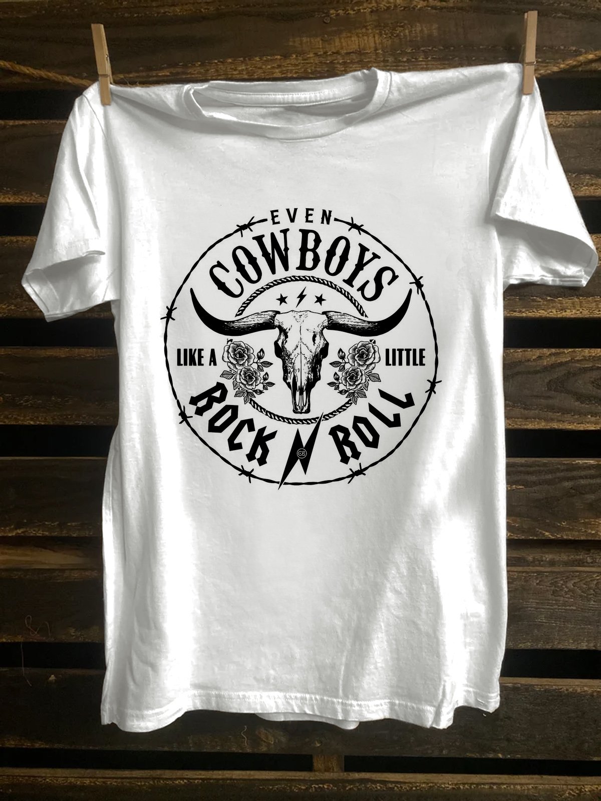 Cowboy Western Style Text Letters Cotton-Blend T-Shirt