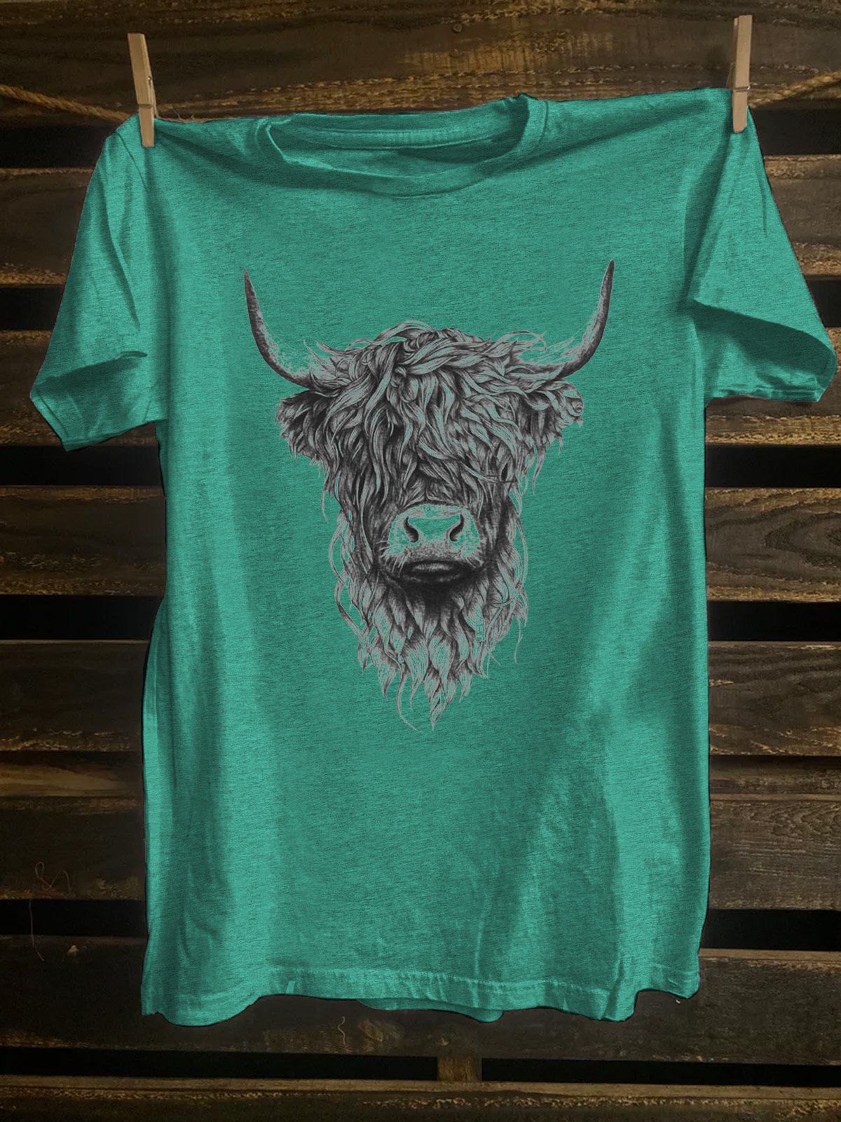 Cattle Cotton-Blend Western Style Crew Neck T-Shirt