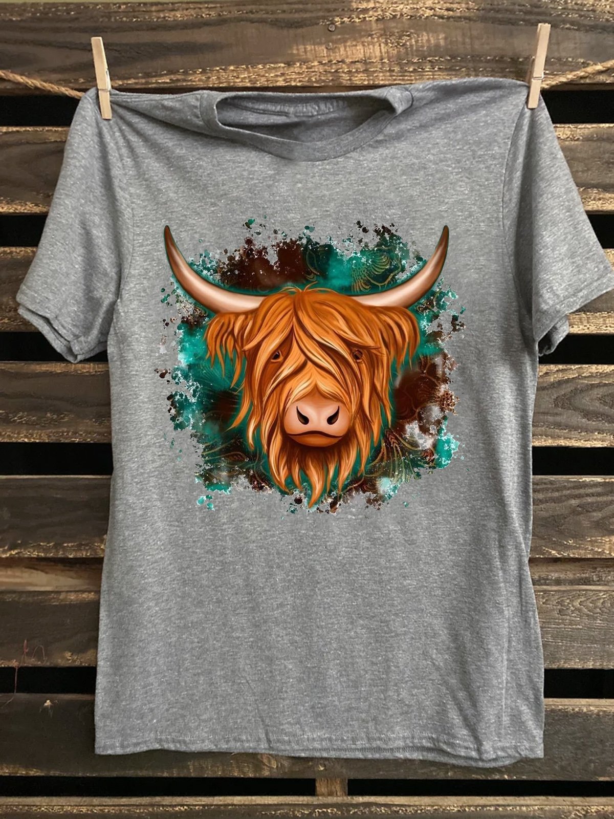 Western Style Highland Cow Western  T-Shirt