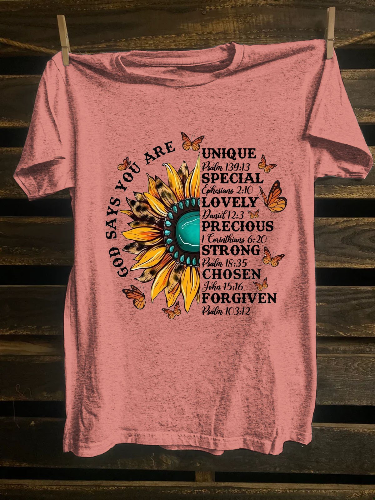 Crew Neck Sunflower Western Style Cotton-Blend T-Shirt