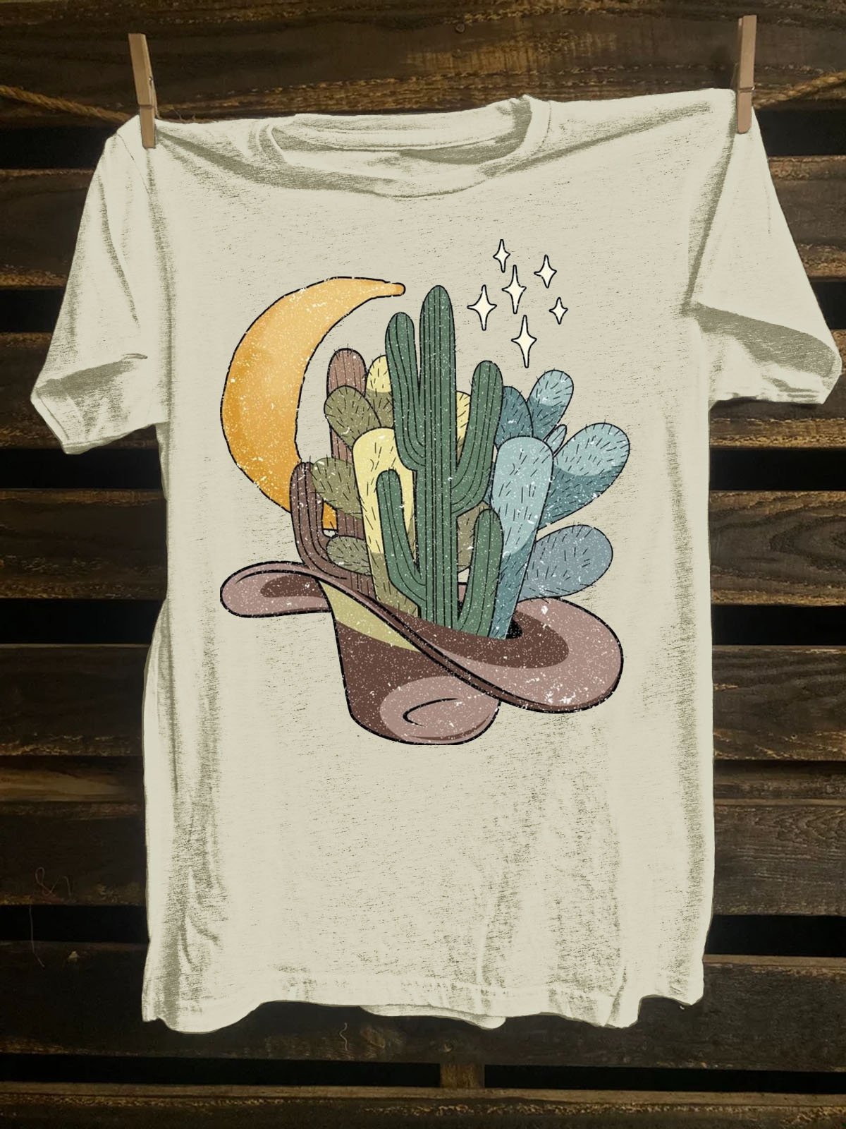 Cactus Printed Western Style T-Shirt