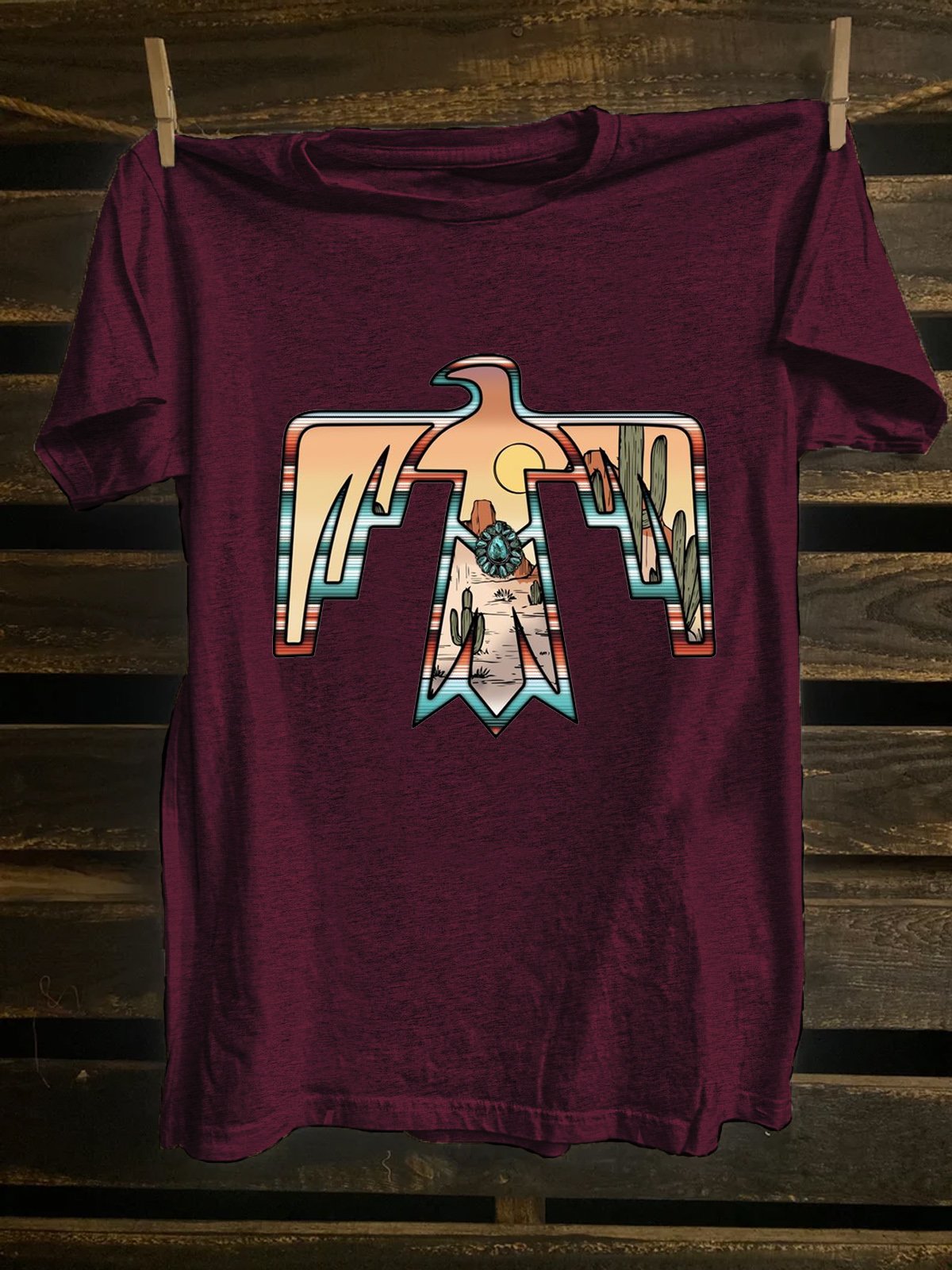 Western Style Roam Free Thunderbird Crew Neck T-Shirt