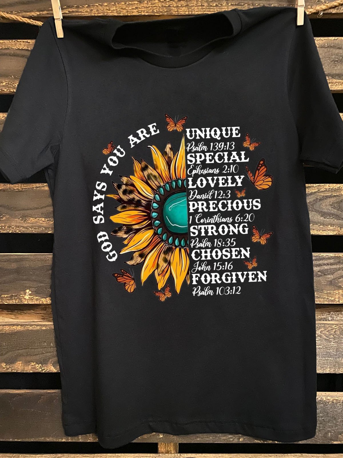 Crew Neck Sunflower Western Style Cotton-Blend T-Shirt