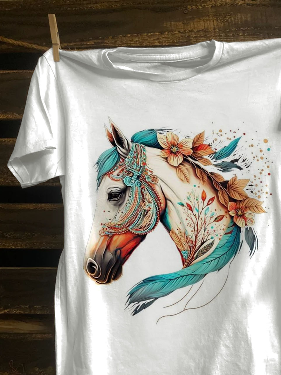 Western Style Horse Printed T-Shirt