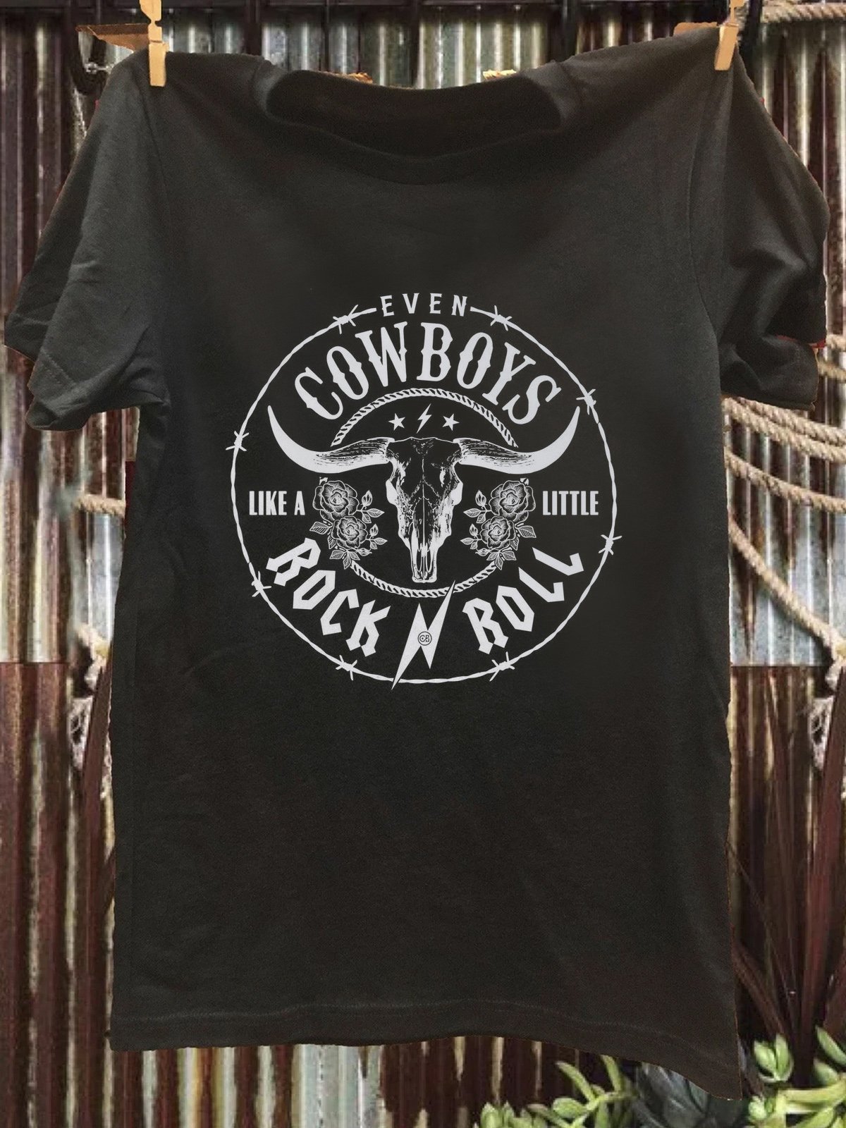 Cowboy Western Style Text Letters Cotton-Blend T-Shirt