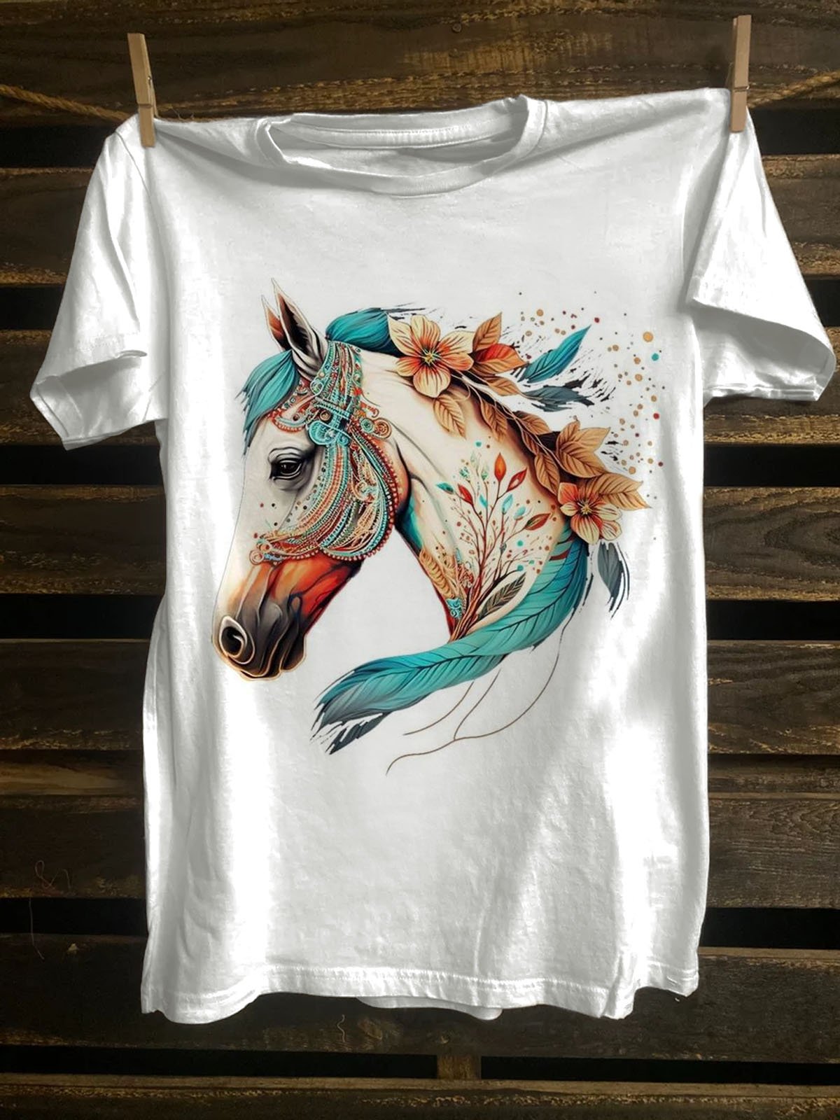 Western Style Horse Printed T-Shirt