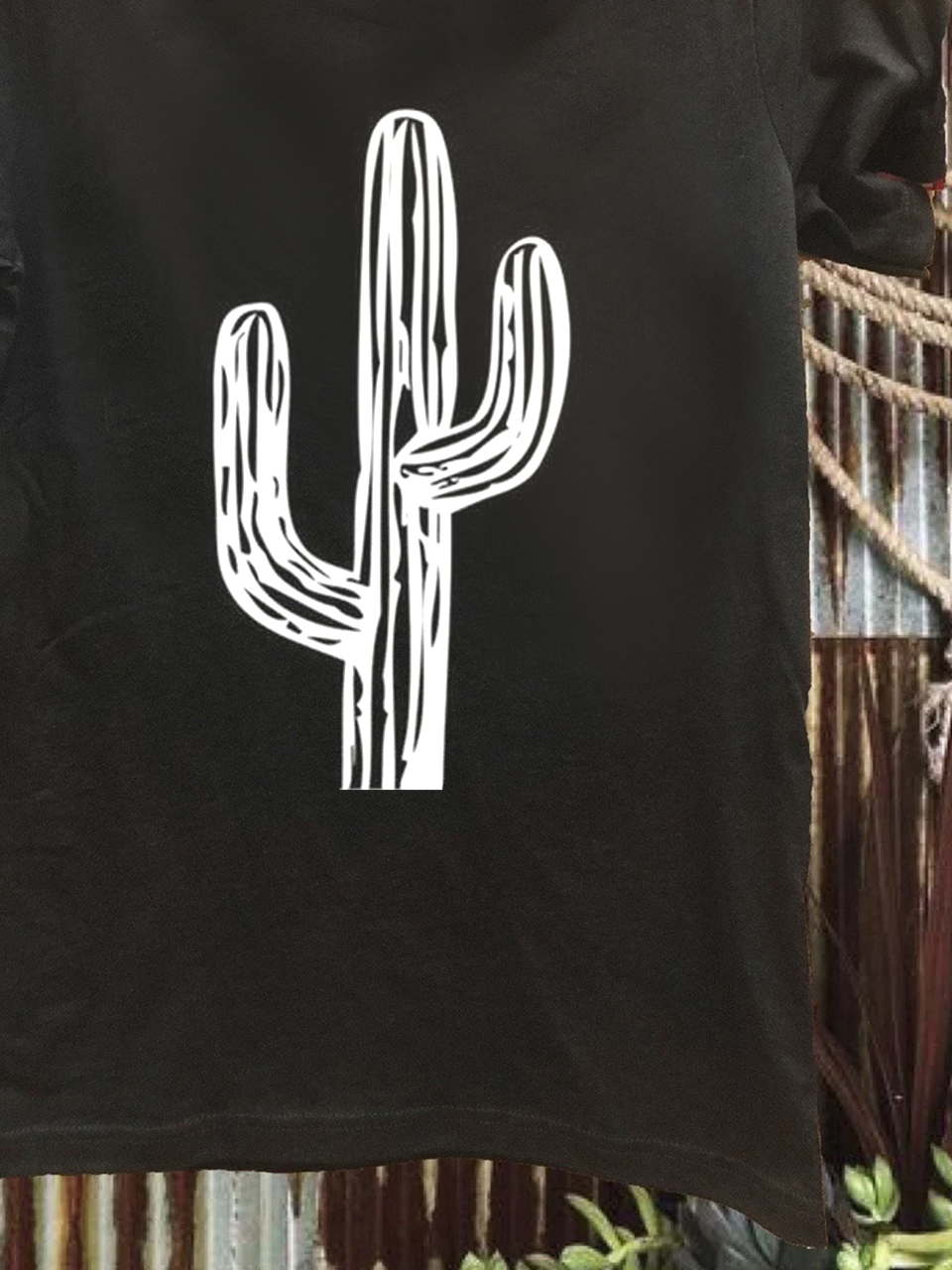 Western Style Cotton-Blend Cactus T-Shirt