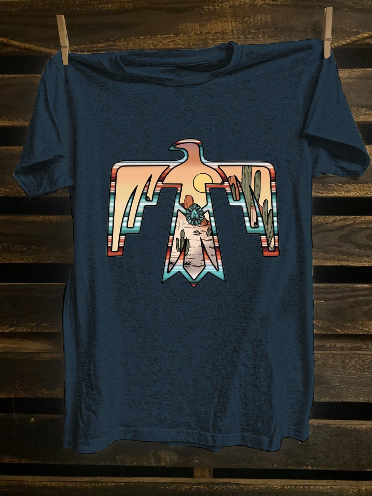 Western Style Roam Free Thunderbird Crew Neck T-Shirt