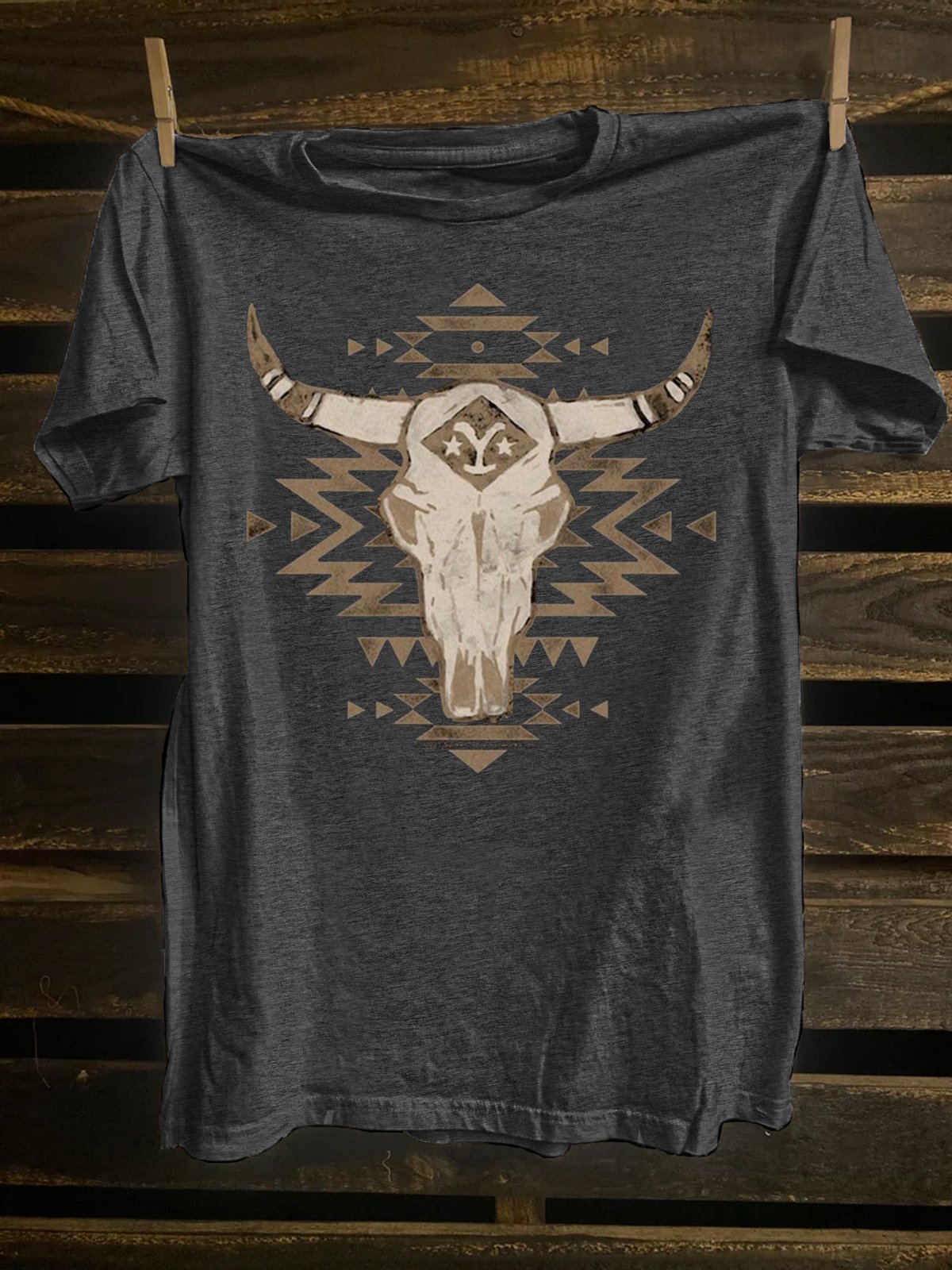 Western Style Loose Cattle Cotton-Blend T-Shirt