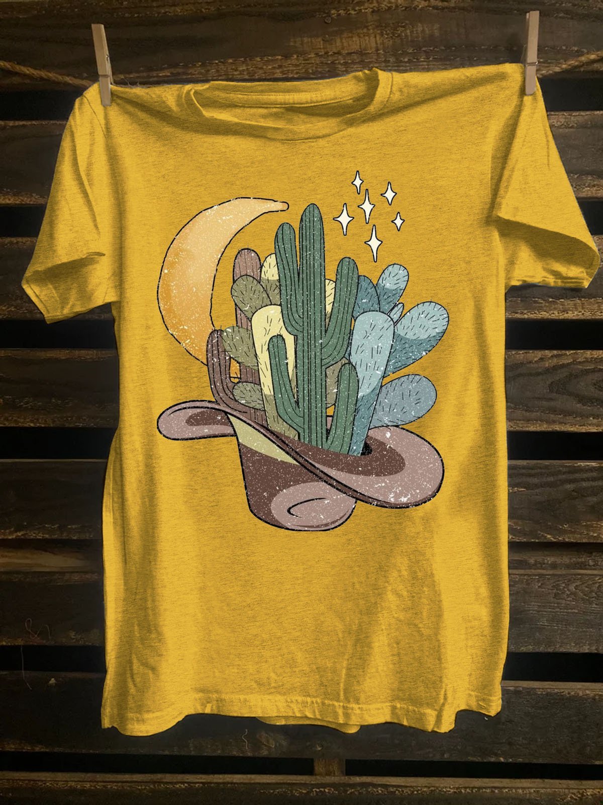 Cactus Printed Western Style T-Shirt