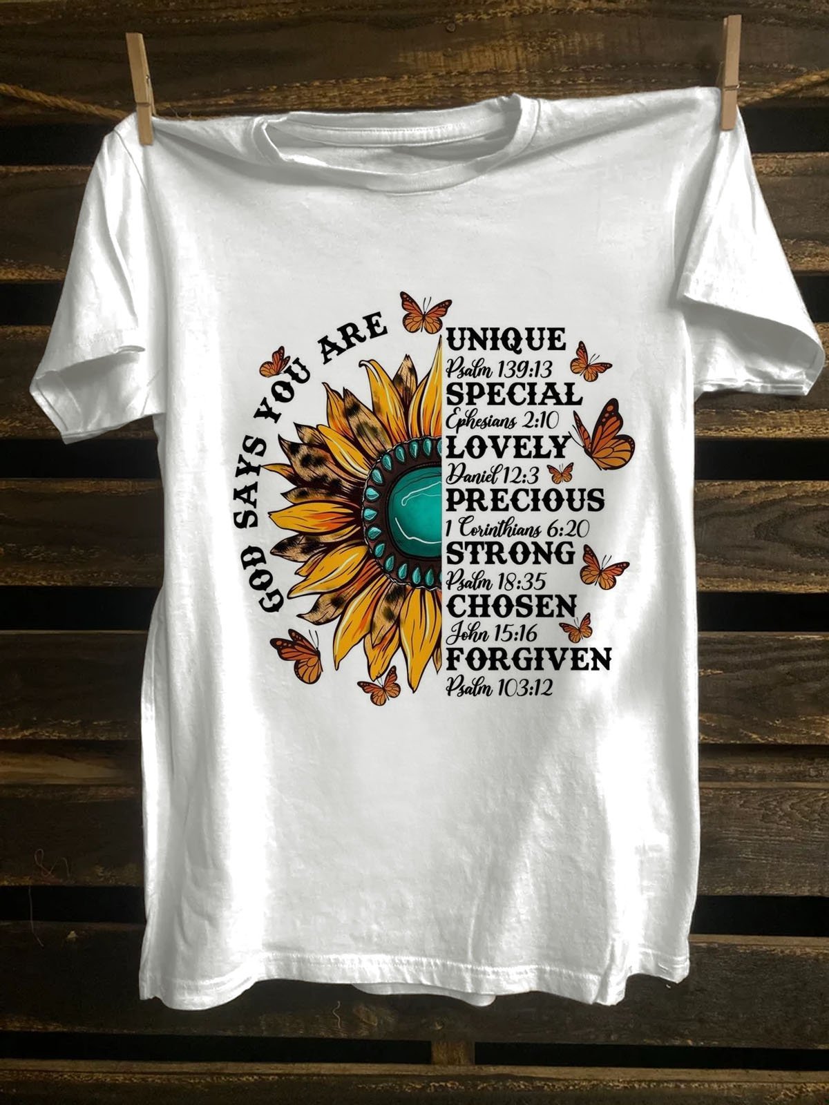 Crew Neck Sunflower Western Style Cotton-Blend T-Shirt