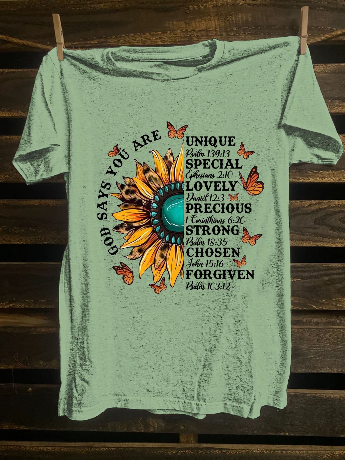 Crew Neck Sunflower Western Style Cotton-Blend T-Shirt