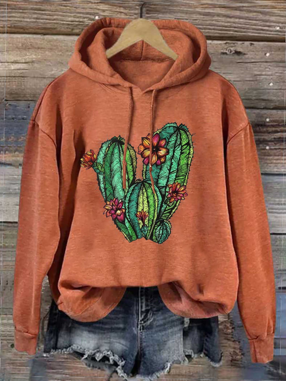 Loose Hoodie Western Style Floral Hoodie