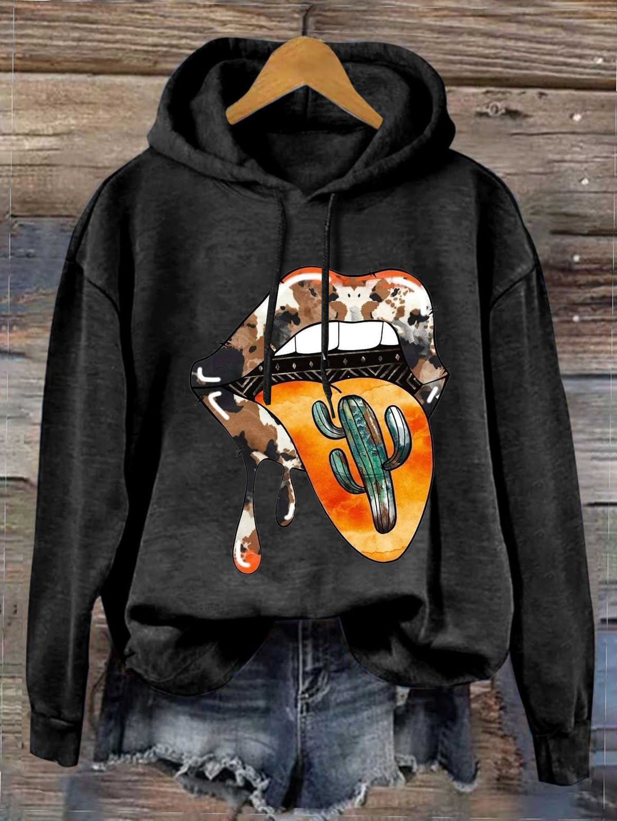 Hoodie Mouth Western Style Hoodie