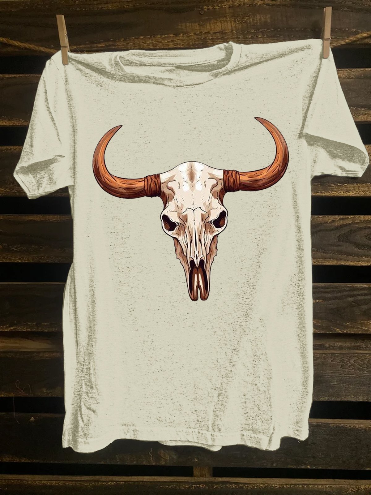 Cotton-Blend Western Style Crew Neck Cattle T-Shirt