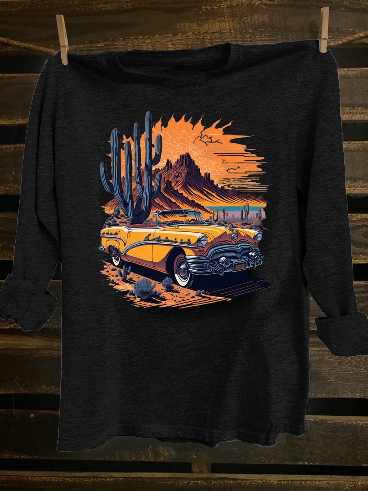 Western Style Loose Crew Neck Car T-Shirt