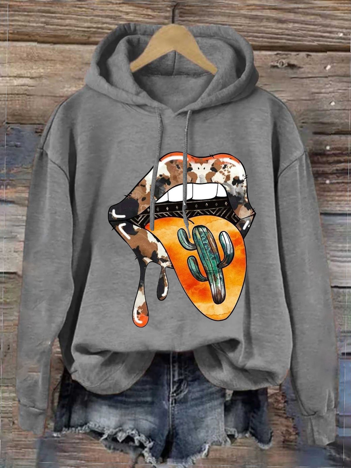 Hoodie Mouth Western Style Hoodie