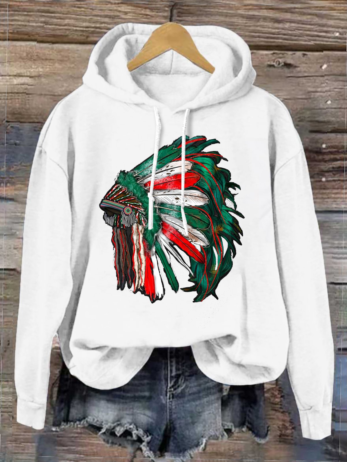 Feather Pattern Western Style Hoodie