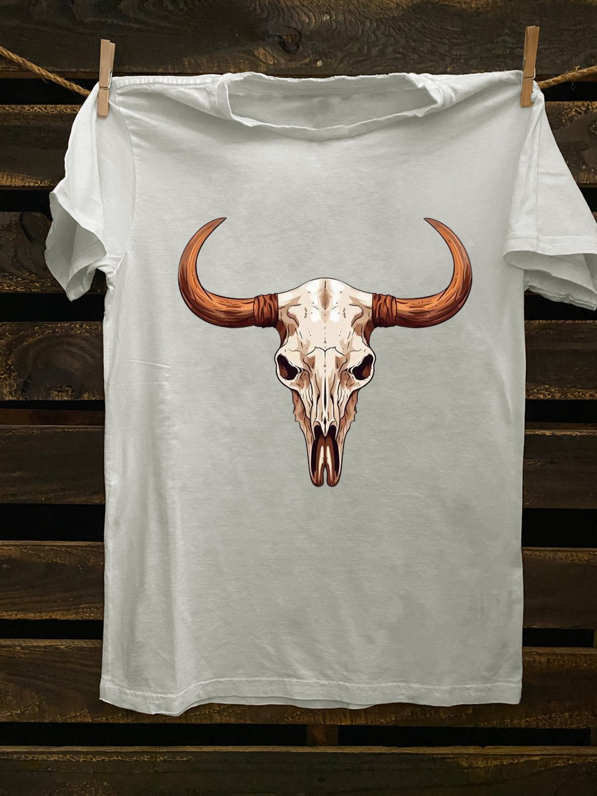 Cotton-Blend Western Style Crew Neck Cattle T-Shirt