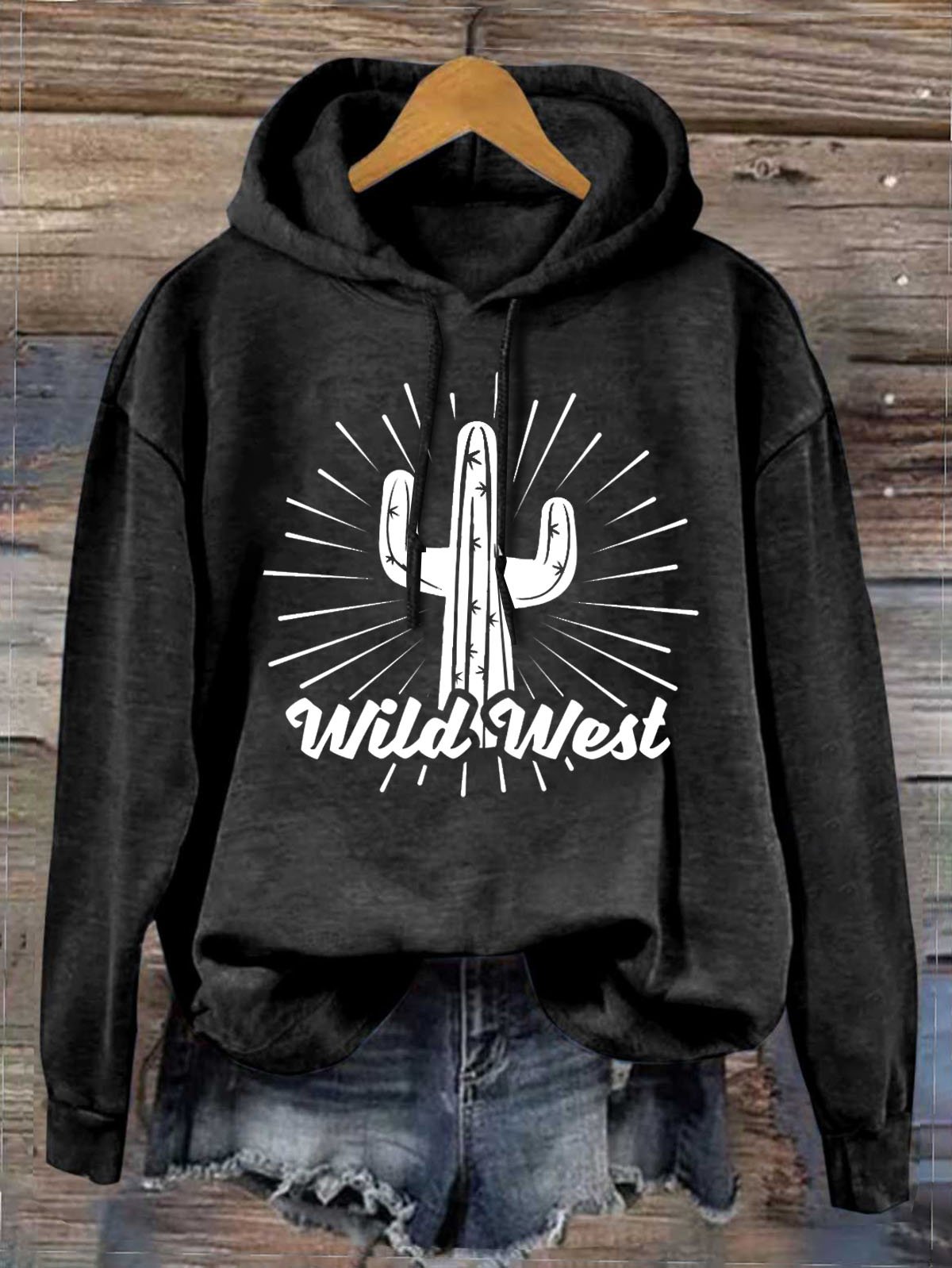 Western Style Hoodie Text Letters Hoodie