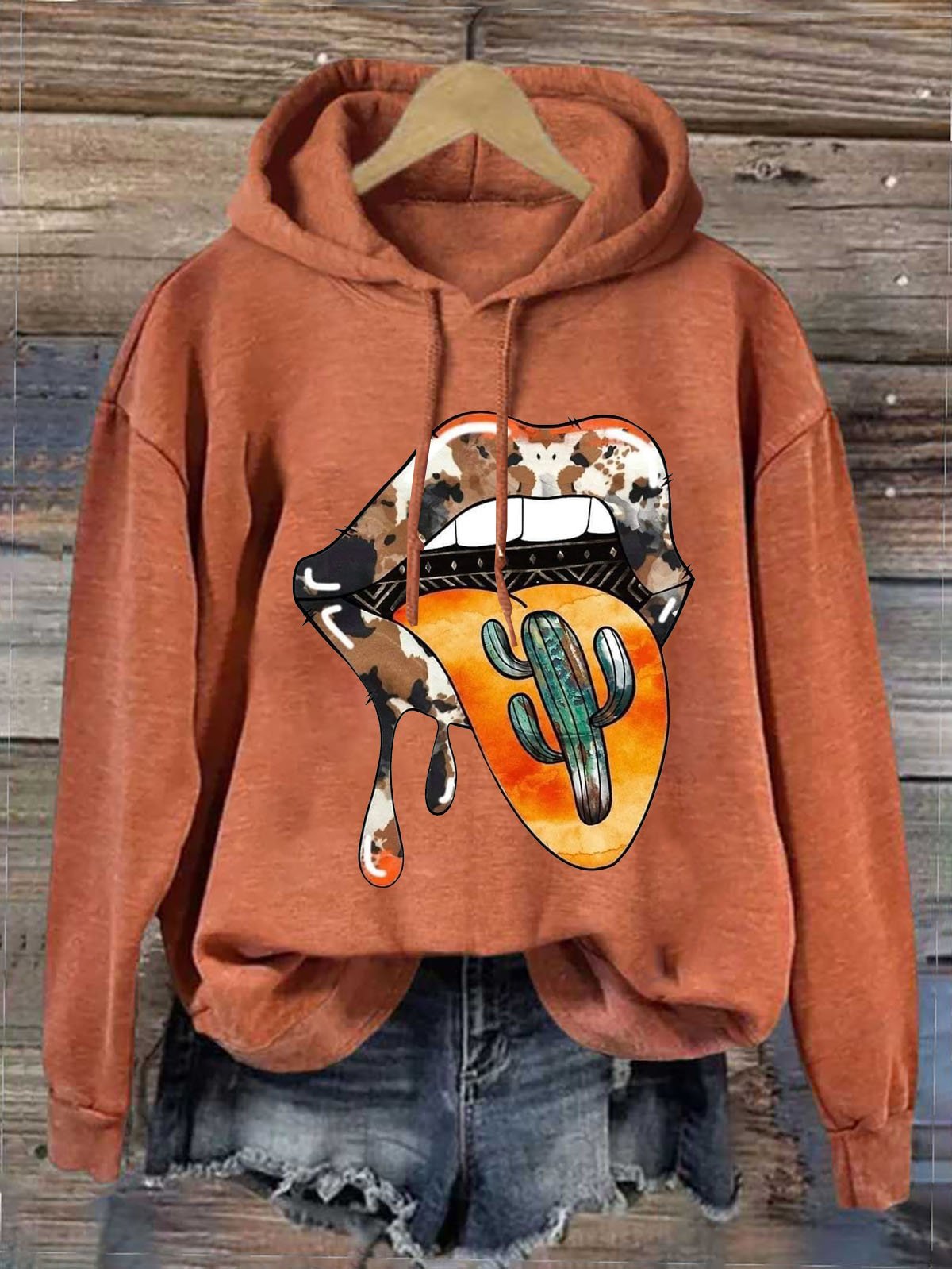 Hoodie Mouth Western Style Hoodie