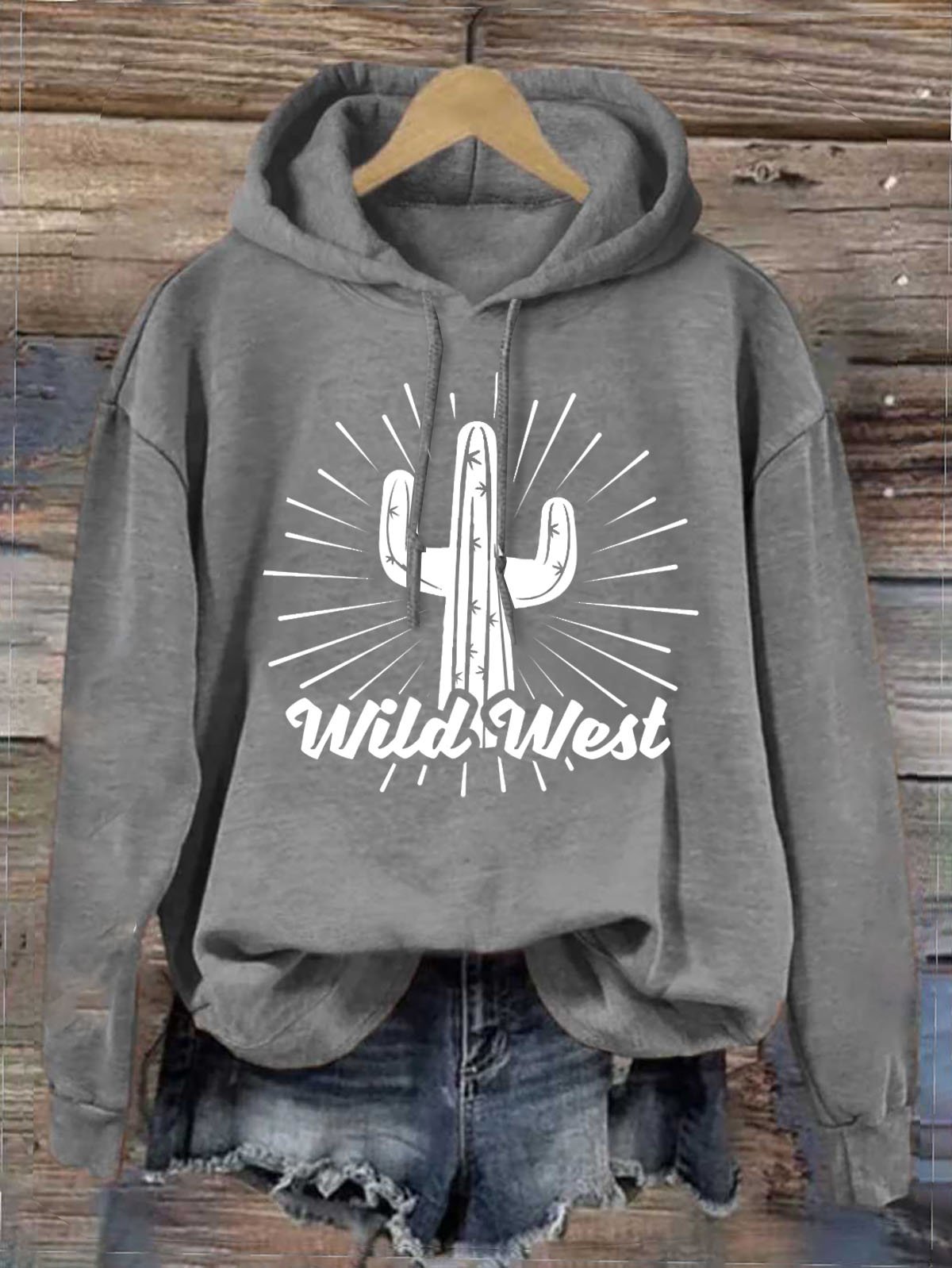 Western Style Hoodie Text Letters Hoodie