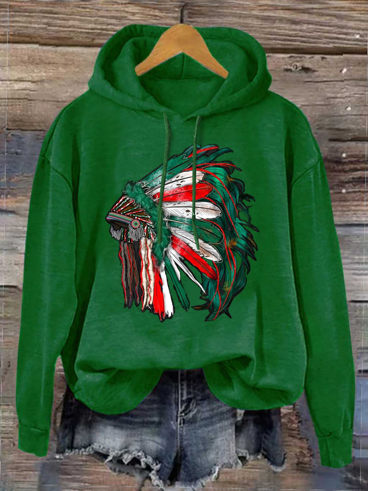 Feather Pattern Western Style Hoodie