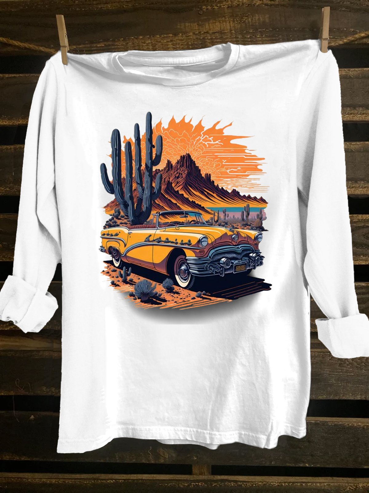 Western Style Loose Crew Neck Car T-Shirt