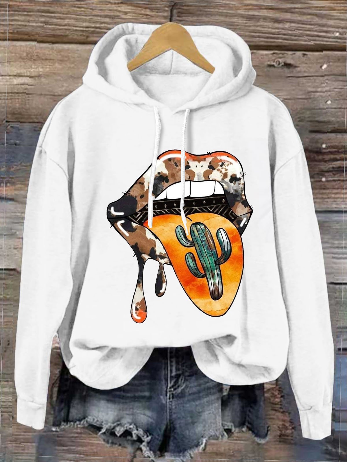 Hoodie Mouth Western Style Hoodie