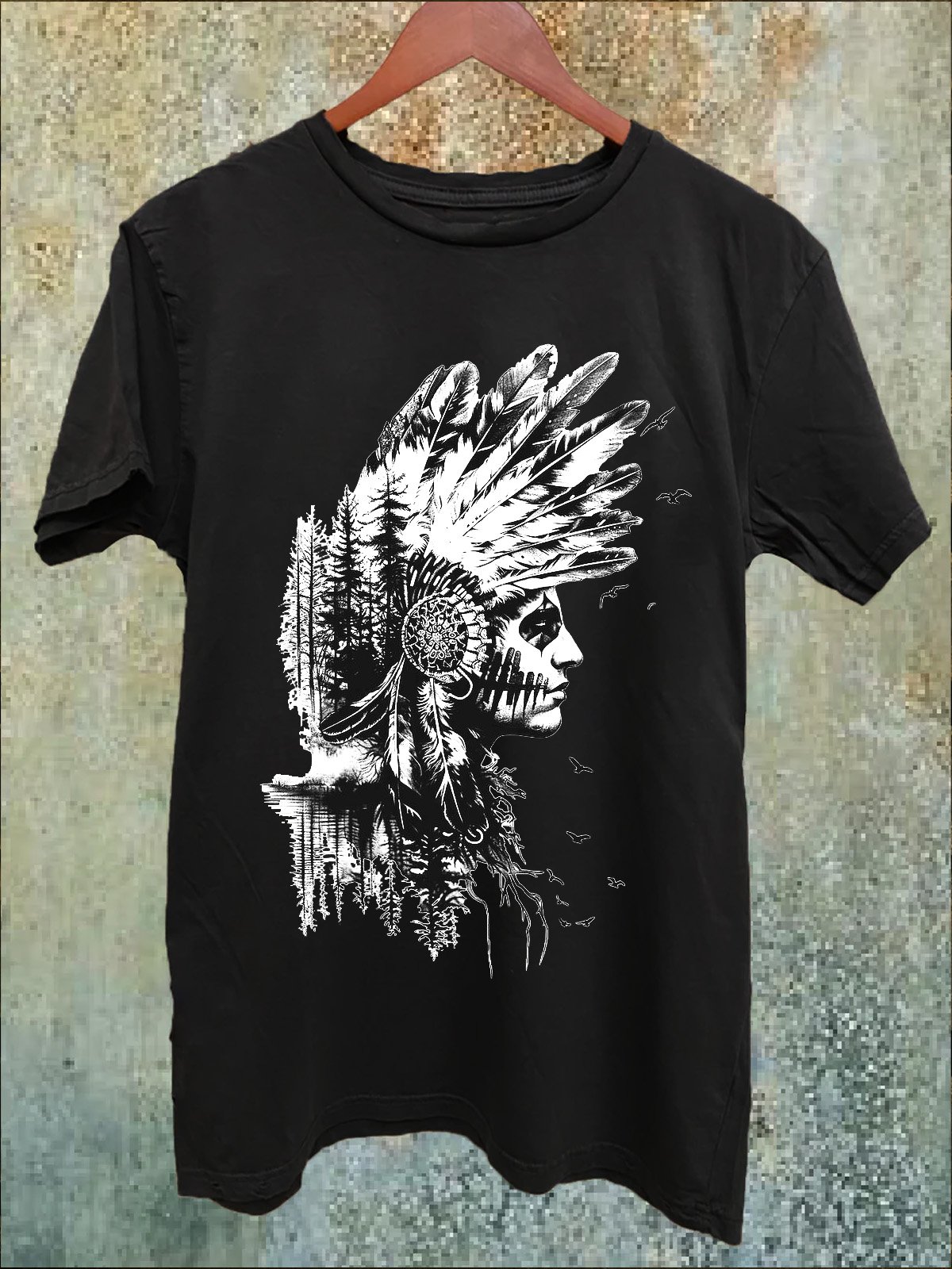 Crew Neck Figure Western Style T-Shirt