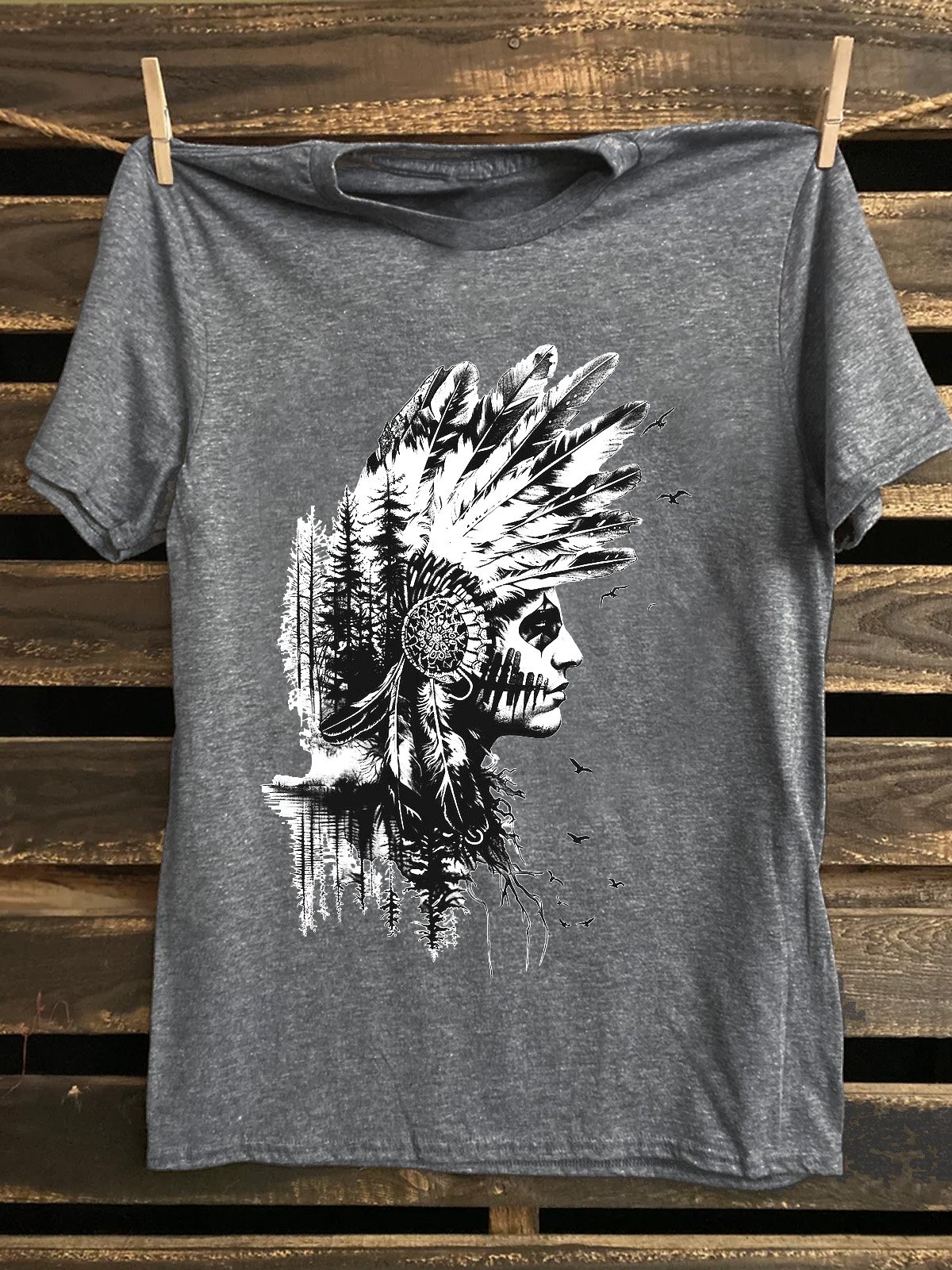 Crew Neck Figure Western Style T-Shirt