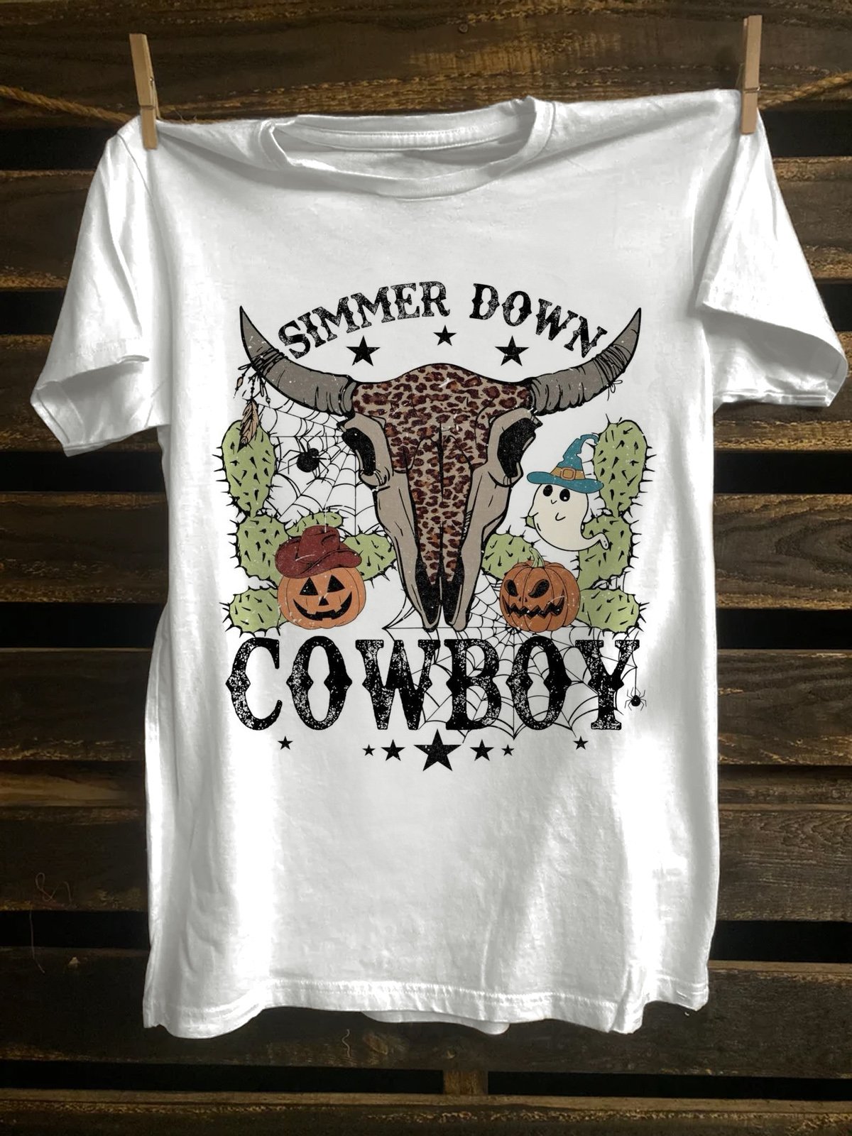 Western Style Loose Halloween Crew Neck T-Shirt