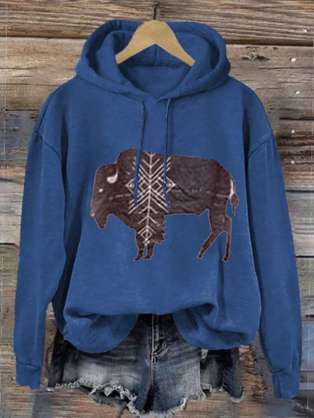 Western Style Loose Abstract Cattle Hoodie